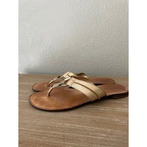 LILLY PULTITZER WOMENS MCKIM GOLD LEATHER FLIP FLOP SANDALS SIZE 8